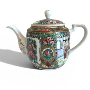 Vintage PCT Rose Medallion Teapot Hand Decorated Hong Kong Japanese Porcelain